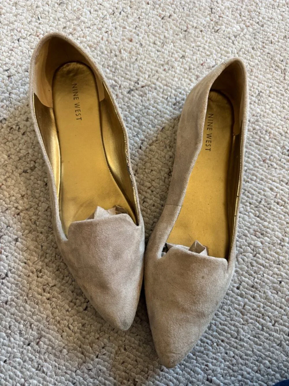 Nine West Suede Flats Beige Sand Neutral Sz 9.5 M